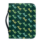 Green Dragonfly Pattern Print Leather Bible Cover