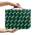 Green Dragonfly Pattern Print Leather Bible Cover