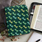 Green Dragonfly Pattern Print Leather Bible Cover