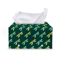 Green Dragonfly Pattern Print Leather Tissue Box Cover