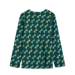 Green Dragonfly Pattern Print Long Sleeve Short Coat