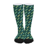 Green Dragonfly Pattern Print Long Socks