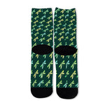 Green Dragonfly Pattern Print Long Socks