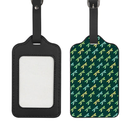 Green Dragonfly Pattern Print Luggage Tag
