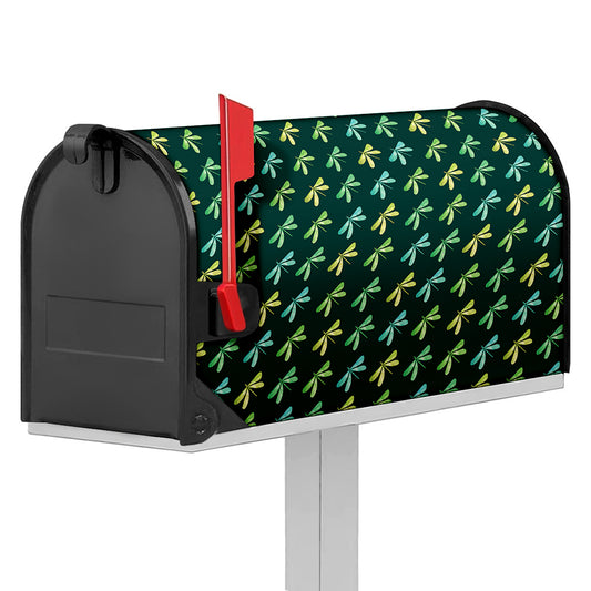 Green Dragonfly Pattern Print Mailbox Cover