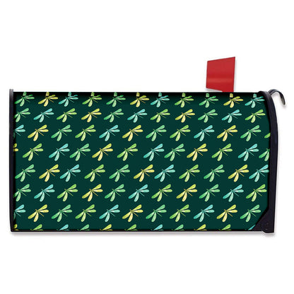 Green Dragonfly Pattern Print Mailbox Cover