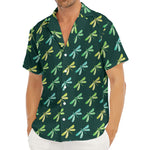 Green Dragonfly Pattern Print Men's Deep V-Neck Shirt