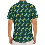 Green Dragonfly Pattern Print Men's Deep V-Neck Shirt