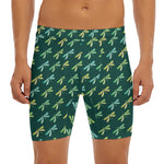 Green Dragonfly Pattern Print Men's Long Boxer Briefs