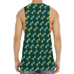 Green Dragonfly Pattern Print Men's Muscle Tank Top