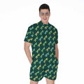 Green Dragonfly Pattern Print Men's Romper