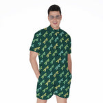 Green Dragonfly Pattern Print Men's Rompers