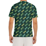 Green Dragonfly Pattern Print Men's Short Sleeve Rash Guard