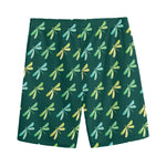 Green Dragonfly Pattern Print Men's Sports Shorts