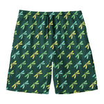 Green Dragonfly Pattern Print Men's Swim Trunks