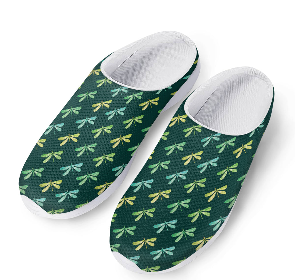 Green Dragonfly Pattern Print Mesh Casual Shoes