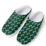 Green Dragonfly Pattern Print Mesh Casual Shoes