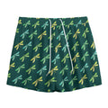 Green Dragonfly Pattern Print Mesh Shorts