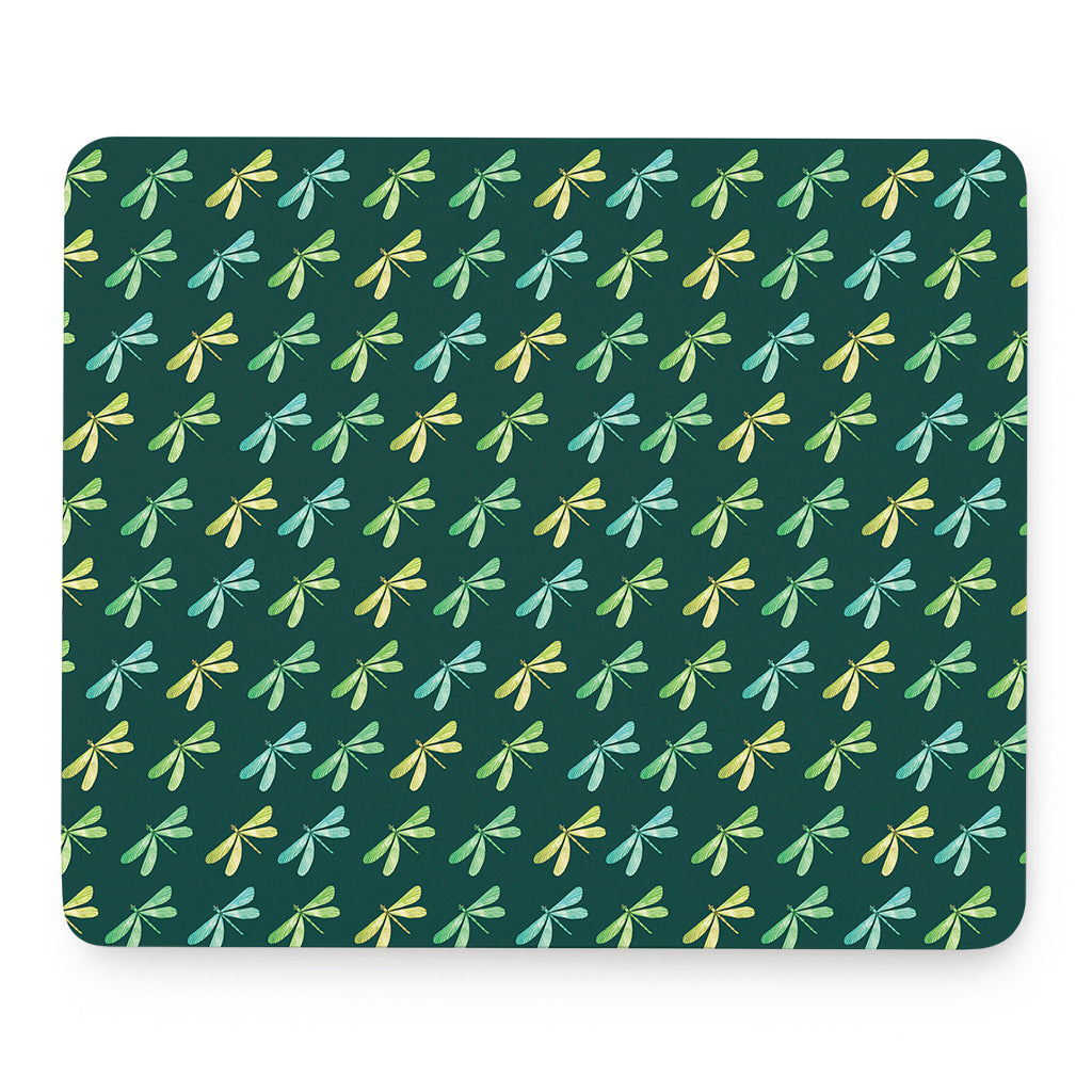 Green Dragonfly Pattern Print Mouse Pad