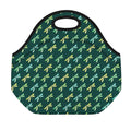 Green Dragonfly Pattern Print Neoprene Lunch Bag