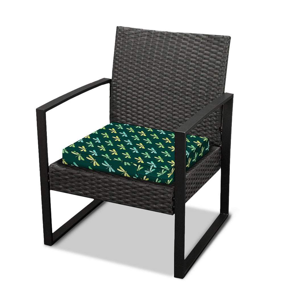 Green Dragonfly Pattern Print Outdoor Seat Cushion Cover