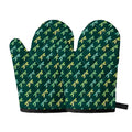 Green Dragonfly Pattern Print Oven Mitts