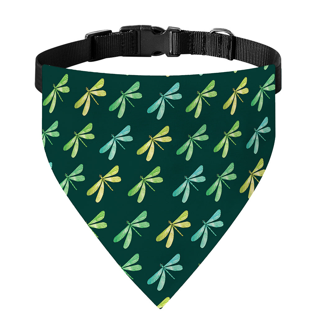 Green Dragonfly Pattern Print Over The Collar Dog Bandana