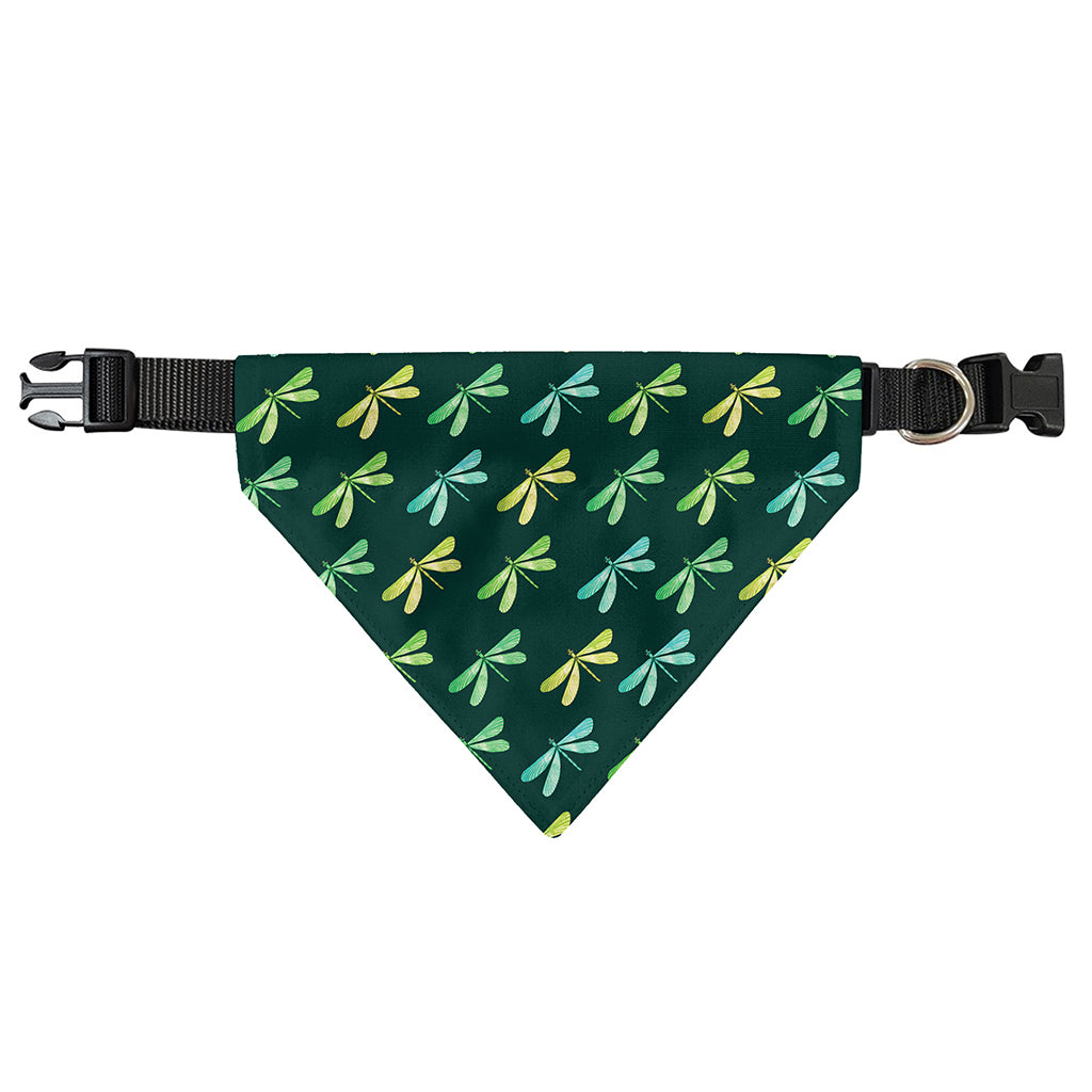 Green Dragonfly Pattern Print Over The Collar Dog Bandana