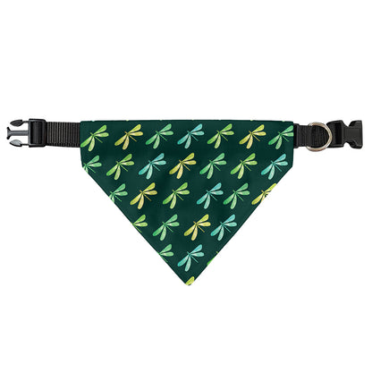 Green Dragonfly Pattern Print Over The Collar Dog Bandana