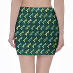 Green Dragonfly Pattern Print Pencil Mini Skirt