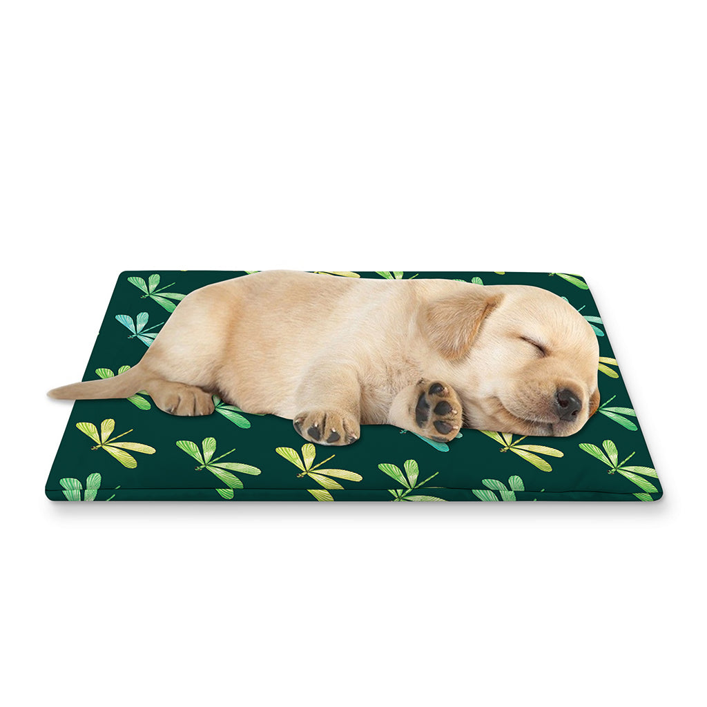 Green Dragonfly Pattern Print Pet Cooling Mat Cover