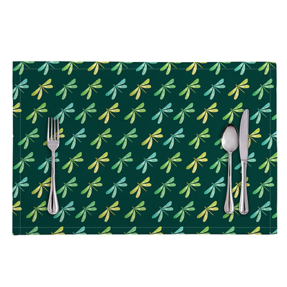Green Dragonfly Pattern Print Placemat