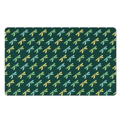 Green Dragonfly Pattern Print Polyester Doormat
