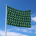 Green Dragonfly Pattern Print Polyester Flag