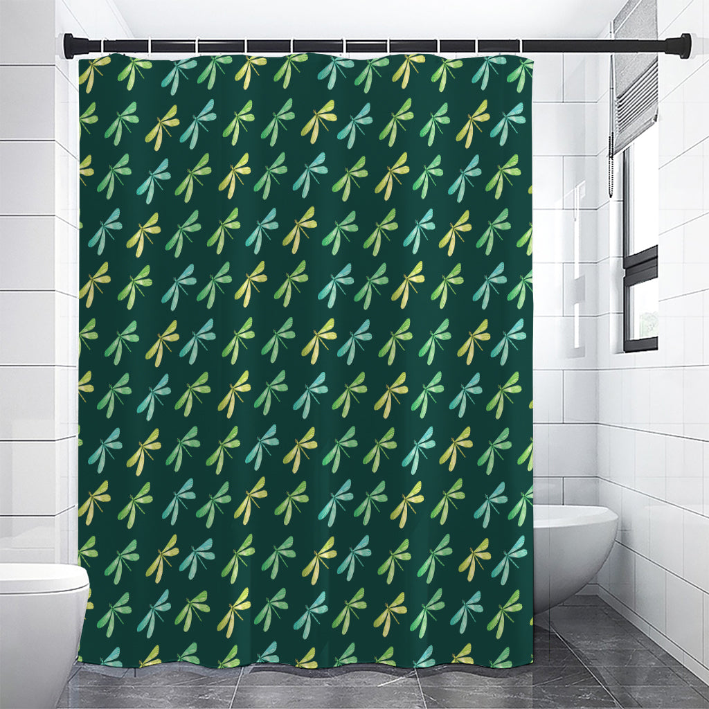 Green Dragonfly Pattern Print Premium Shower Curtain