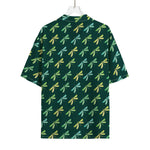 Green Dragonfly Pattern Print Rayon Hawaiian Shirt