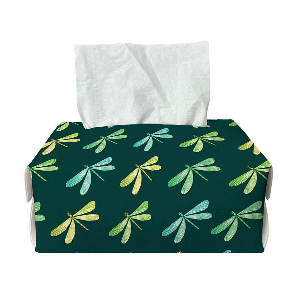 Green Dragonfly Pattern Print Rectangle Tissue Box Cover