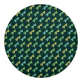 Green Dragonfly Pattern Print Round Blanket