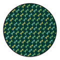 Green Dragonfly Pattern Print Round Floor Mat