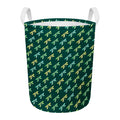 Green Dragonfly Pattern Print Round Laundry Basket