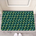 Green Dragonfly Pattern Print Rubber Doormat