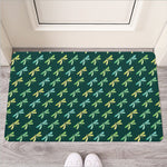 Green Dragonfly Pattern Print Rubber Doormat