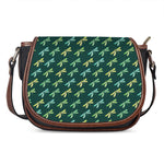 Green Dragonfly Pattern Print Saddle Bag