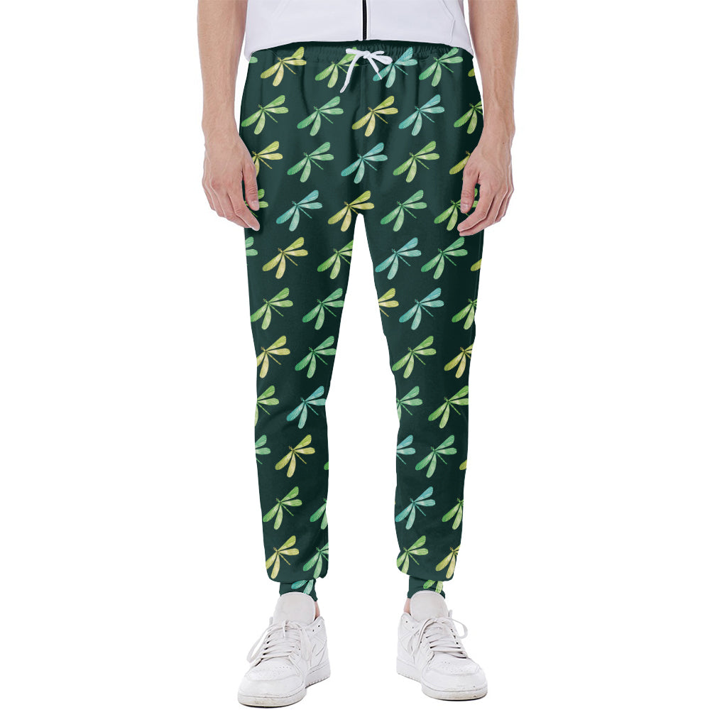 Green Dragonfly Pattern Print Scuba Joggers