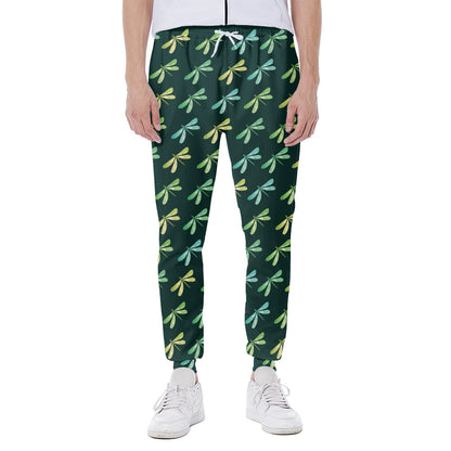 Green Dragonfly Pattern Print Scuba Joggers