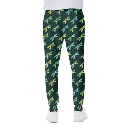 Green Dragonfly Pattern Print Scuba Joggers