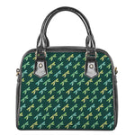 Green Dragonfly Pattern Print Shoulder Handbag