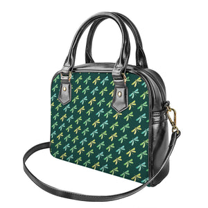 Green Dragonfly Pattern Print Shoulder Handbag