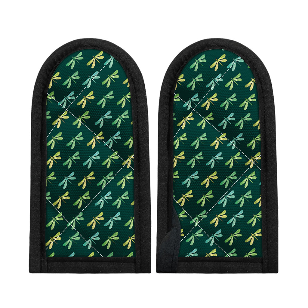 Green Dragonfly Pattern Print Skillet Handle Cover