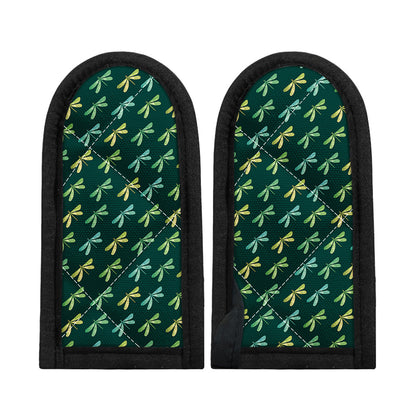 Green Dragonfly Pattern Print Skillet Handle Cover